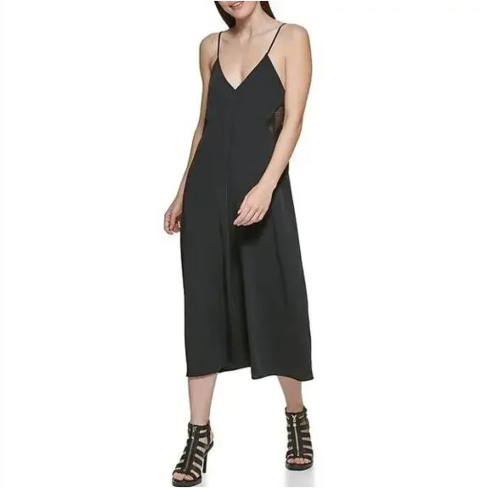 DKNY Black Mesh Slip Dress Y2K Goth Midi Lingerie Aesthetic XS